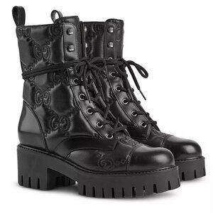 GUCCI Women's GG Quilted Platform Combat Boots - Size 38